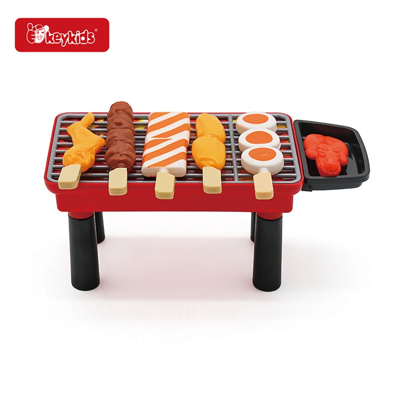 Realistic Role-Play Kids Wooden Toy Grill BBQ Set with Food and Accessories W10L029