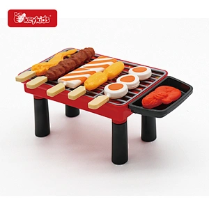 Realistic Role-Play Kids Wooden Toy Grill BBQ Set with Food and Accessories W10L029