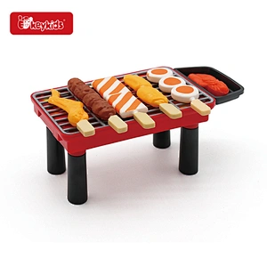 Realistic Role-Play Kids Wooden Toy Grill BBQ Set with Food and Accessories W10L029